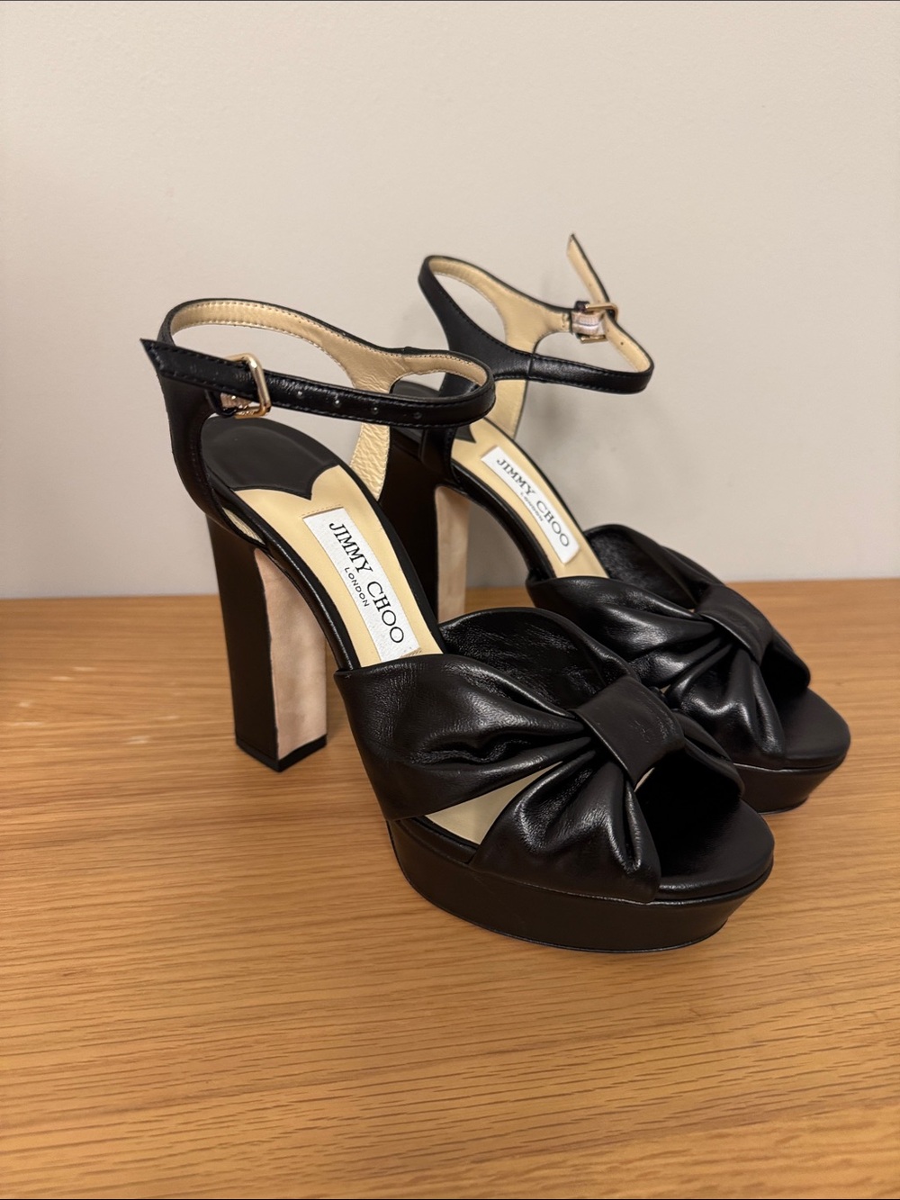 Jimmy Choo Black Knot-Front Platform Sandals